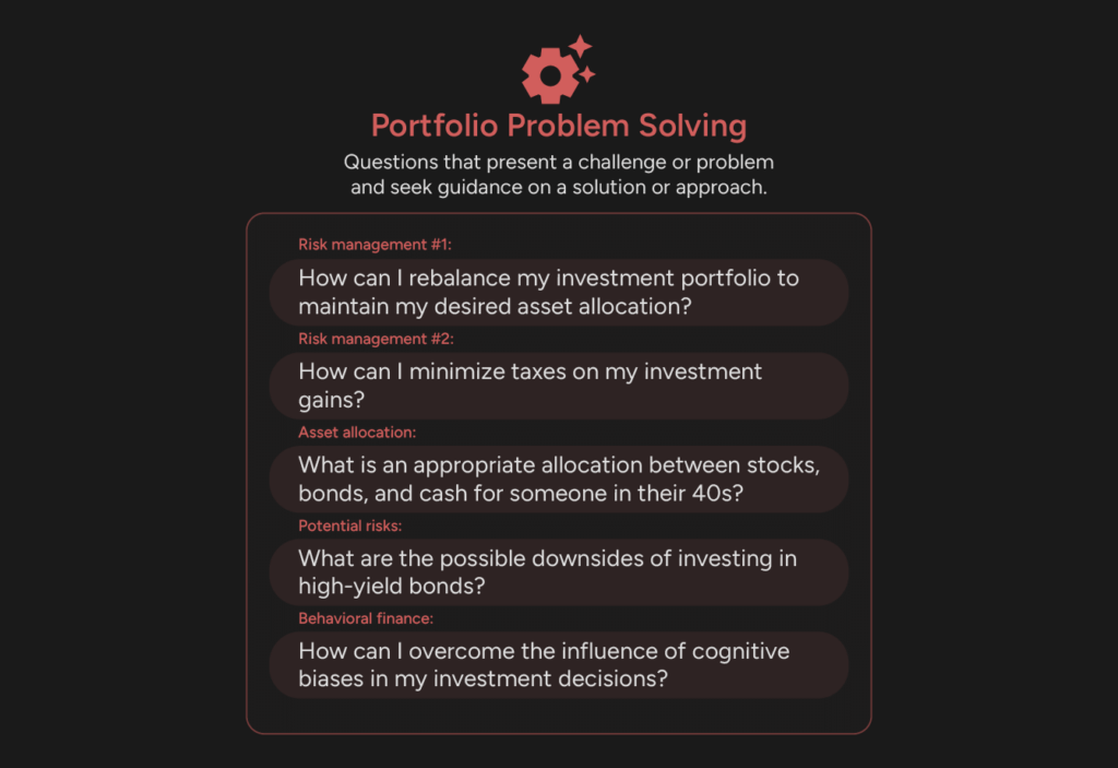 investment portfolio problem solving questions to ask Savvy Trader AI